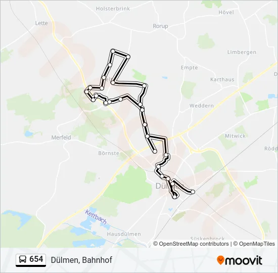 654 Bus Line Map