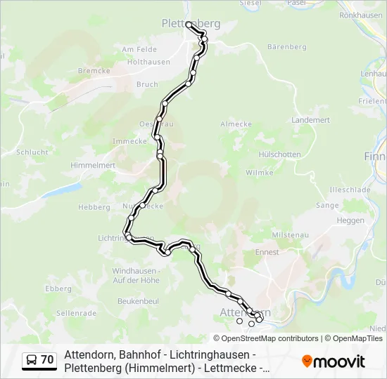 Автобус 70: карта маршрута