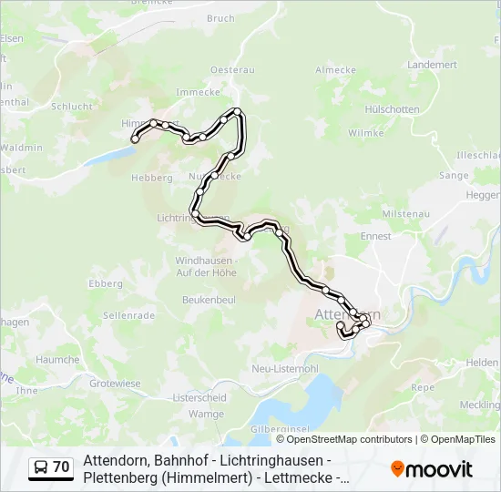 70 Bus Line Map