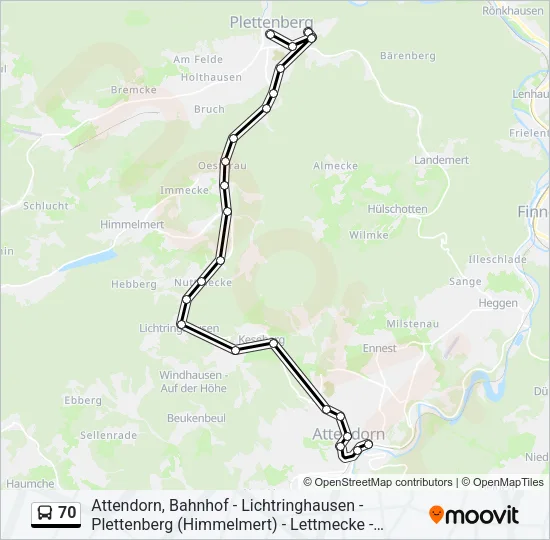 70 Bus Line Map