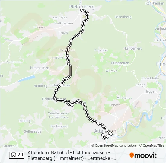 70 Bus Line Map