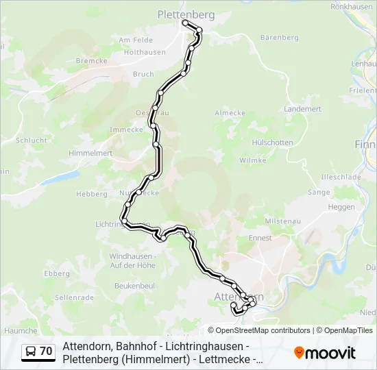 70 Bus Line Map
