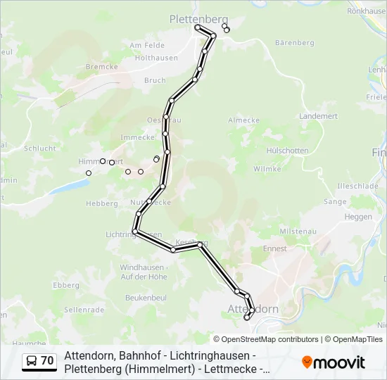 70 Bus Line Map