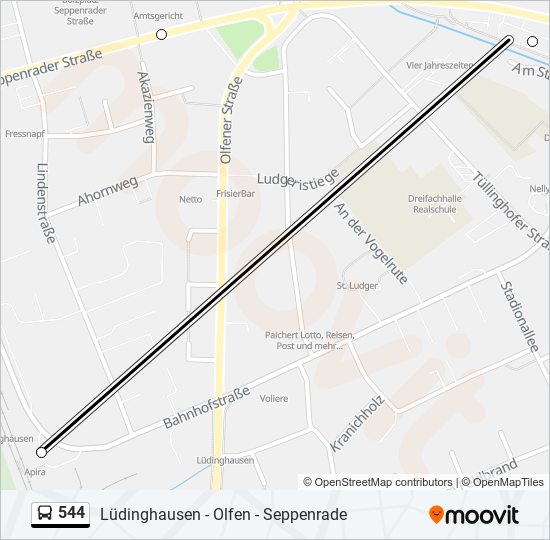 544 bus Line Map