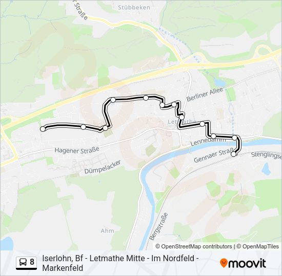 Автобус 8: карта маршрута