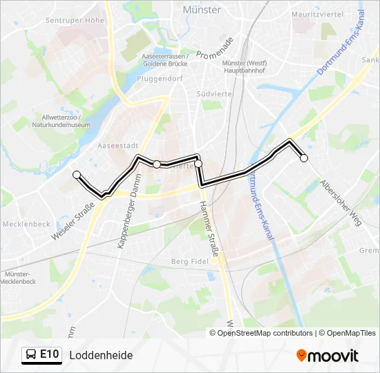 Buslinie E10 Karte