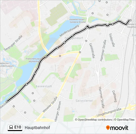 E10 Bus Line Map