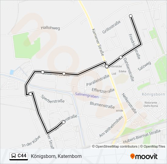 Автобус C44: карта маршрута
