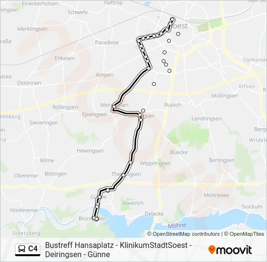 Автобус C4: карта маршрута