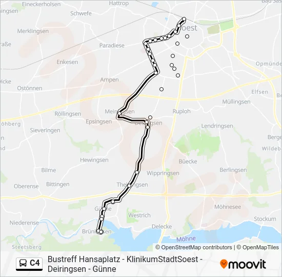 Автобус C4: карта маршрута
