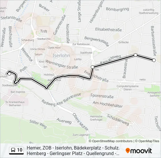 Buslinie 10 Karte