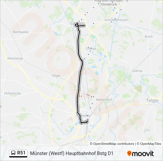 R51 Bus Line Map