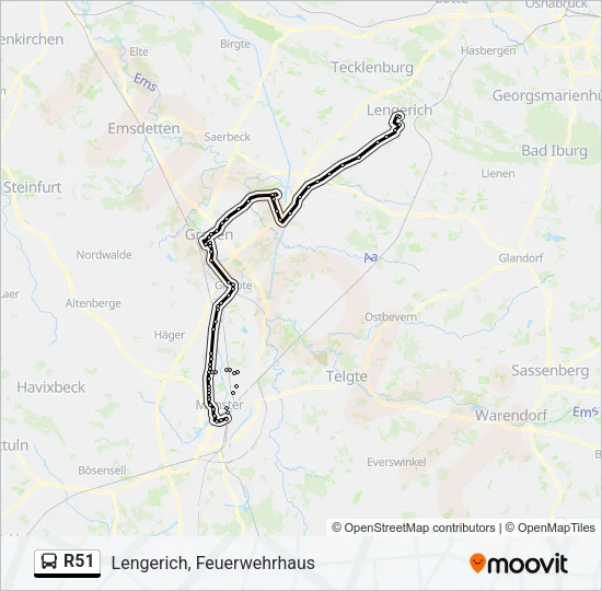 R51 Bus Line Map