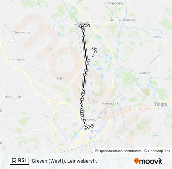 R51 Bus Line Map
