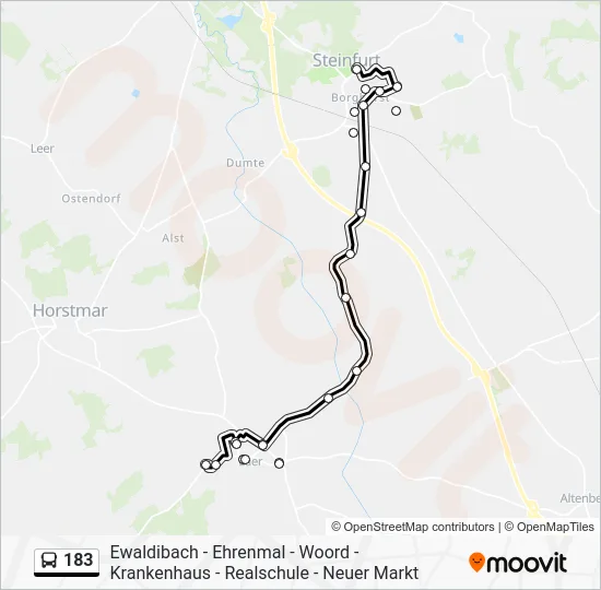 Автобус 183: карта маршрута