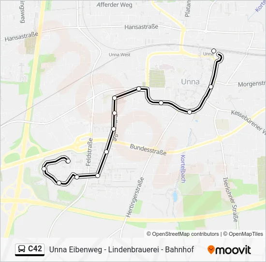 Автобус C42: карта маршрута