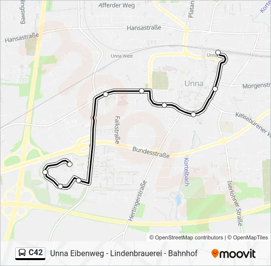 Автобус C42: карта маршрута