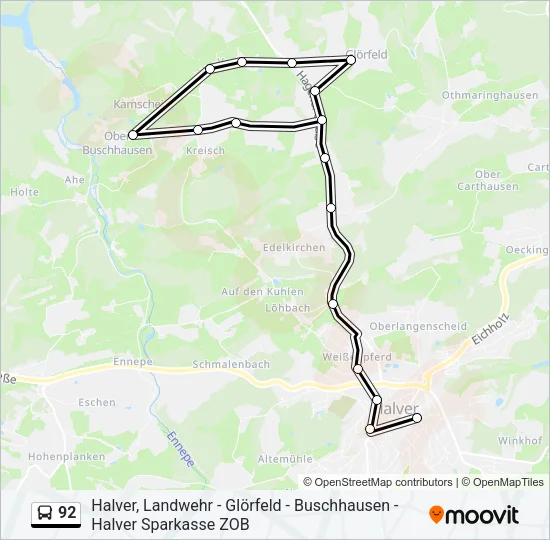 92 Bus Line Map