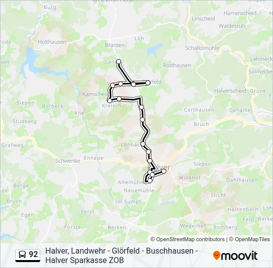 92 Bus Line Map