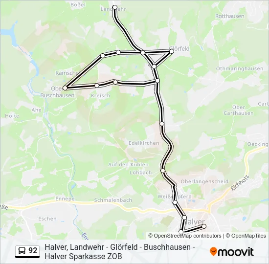 92 Bus Line Map