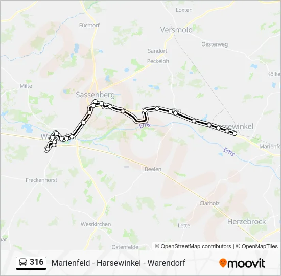 Автобус 316: карта маршрута