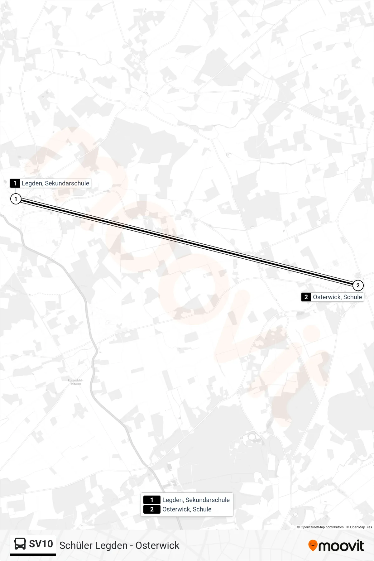 Linie SV10 (Bus) Richtung Osterwick, Schule: Route und Haltestellen auf der Karte