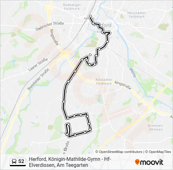 Автобус S2: карта маршрута