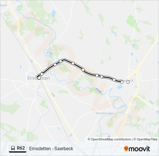 R62 bus Line Map