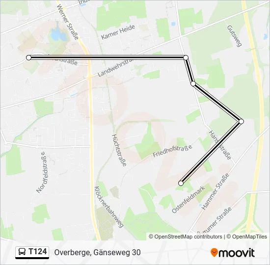 Автобус T124: карта маршрута