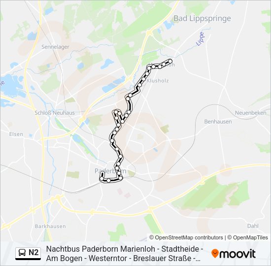 Автобус N2: карта маршрута