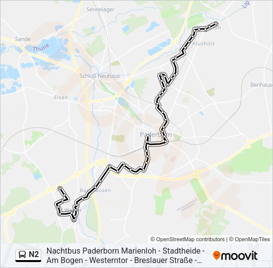 Автобус N2: карта маршрута
