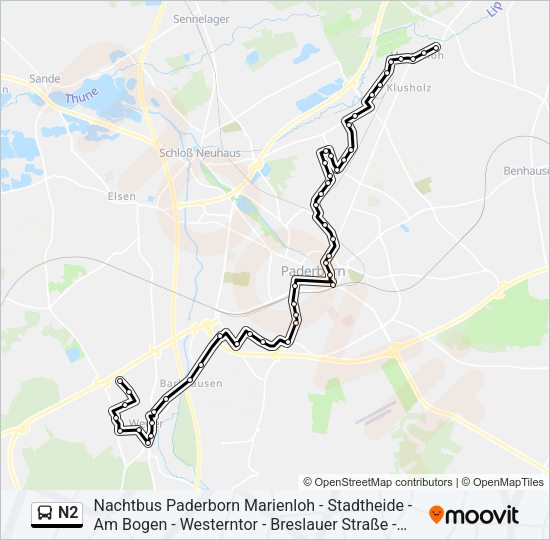 Автобус N2: карта маршрута