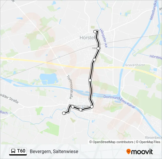 Buslinie T60 Karte