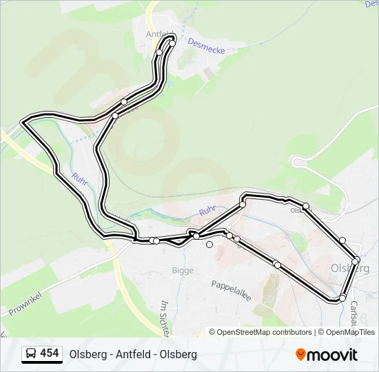 454 Bus Line Map
