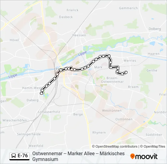 E-76 Bus Line Map