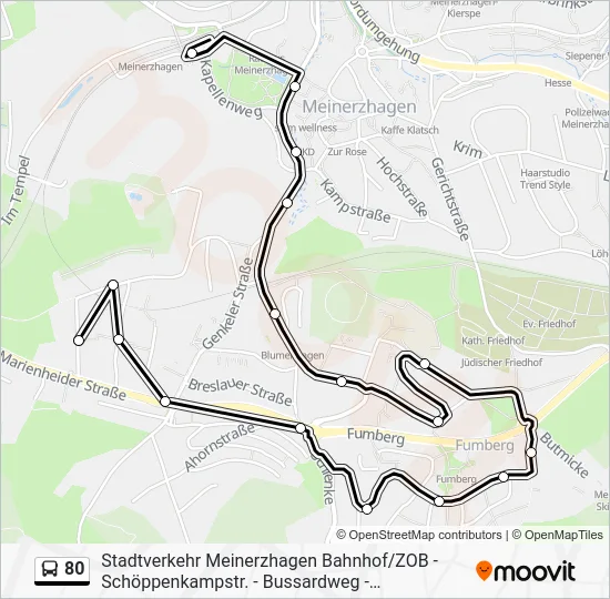 Автобус 80: карта маршрута
