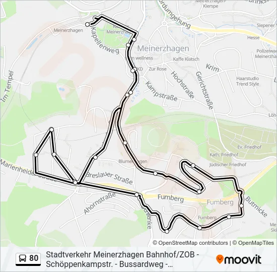 80 Bus Line Map