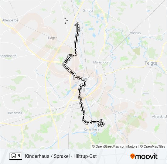 Buslinie 9 Karte
