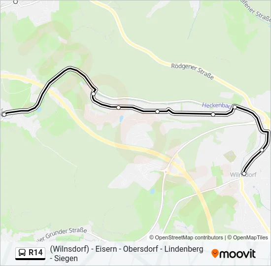 R14 Bus Line Map