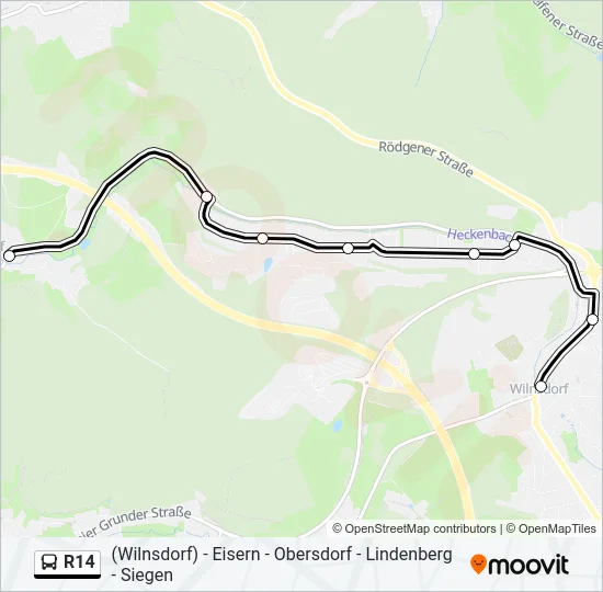 R14 Bus Line Map