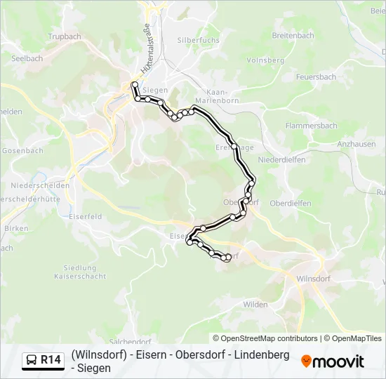 R14 Bus Line Map