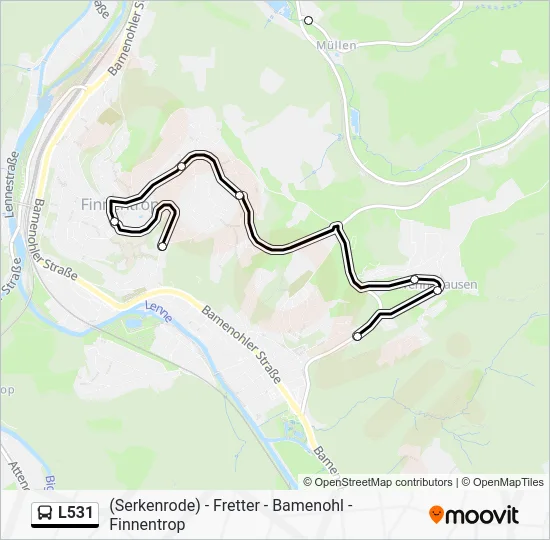Автобус L531: карта маршрута