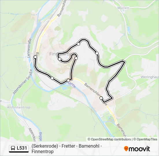 Автобус L531: карта маршрута