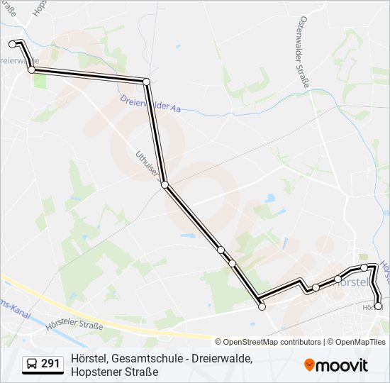 291 bus Line Map