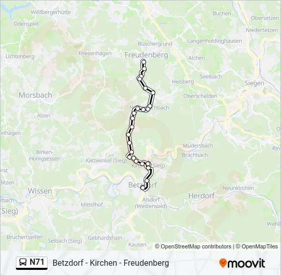 N71 Bus Line Map