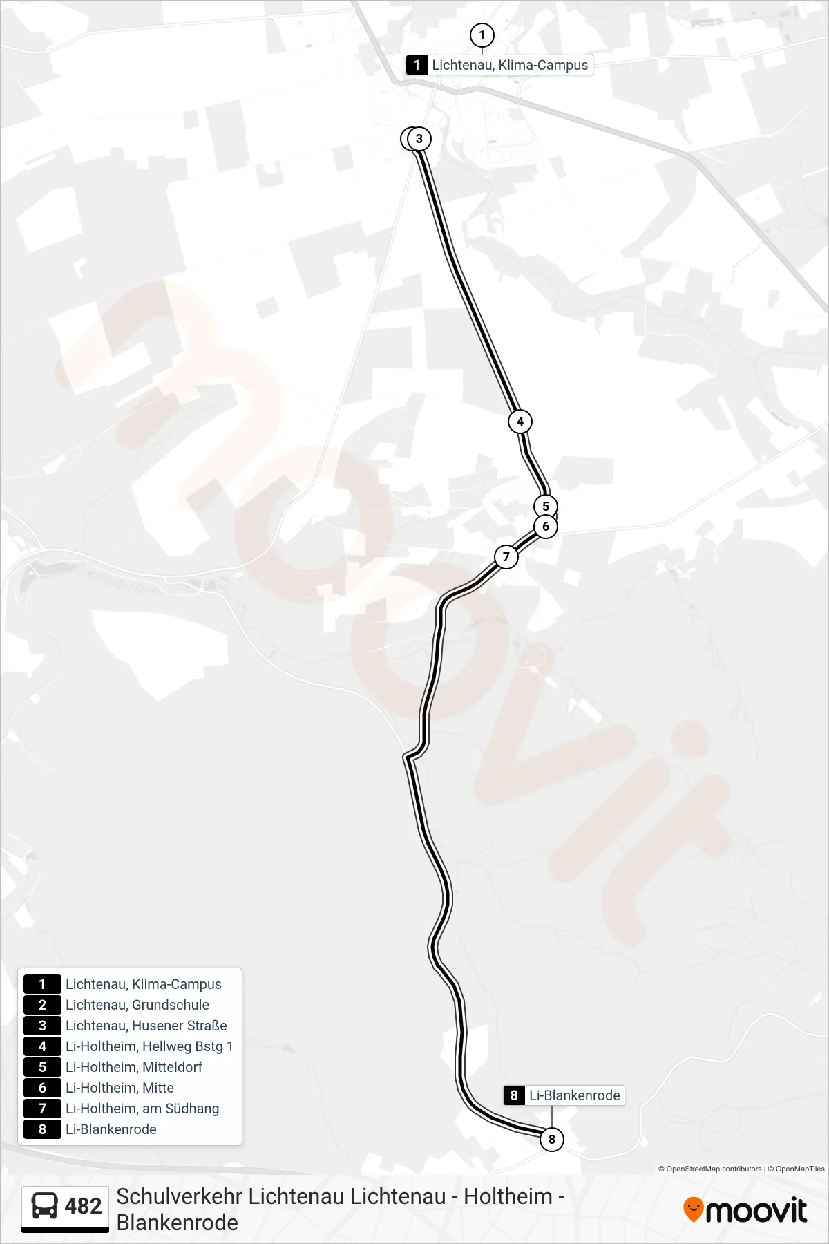 Linie 482 (Bus) Richtung Li-Blankenrode: Route und Haltestellen auf der Karte