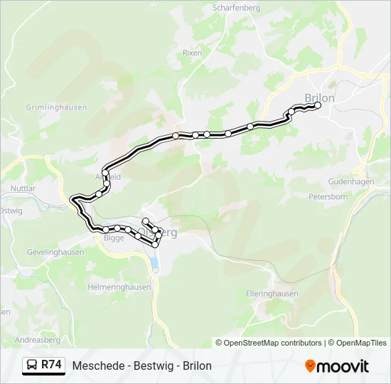R74 Bus Line Map