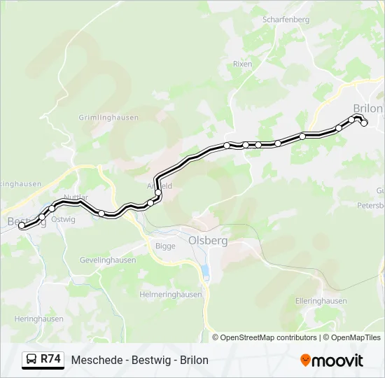 Buslinie R74 Karte