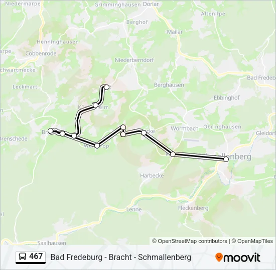 467 Bus Line Map