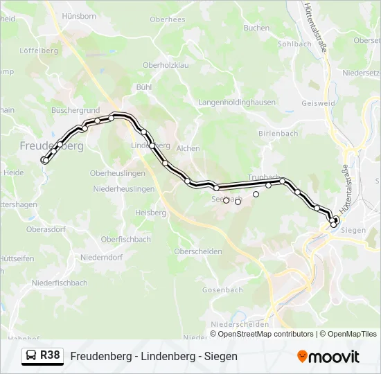 R38 Bus Line Map